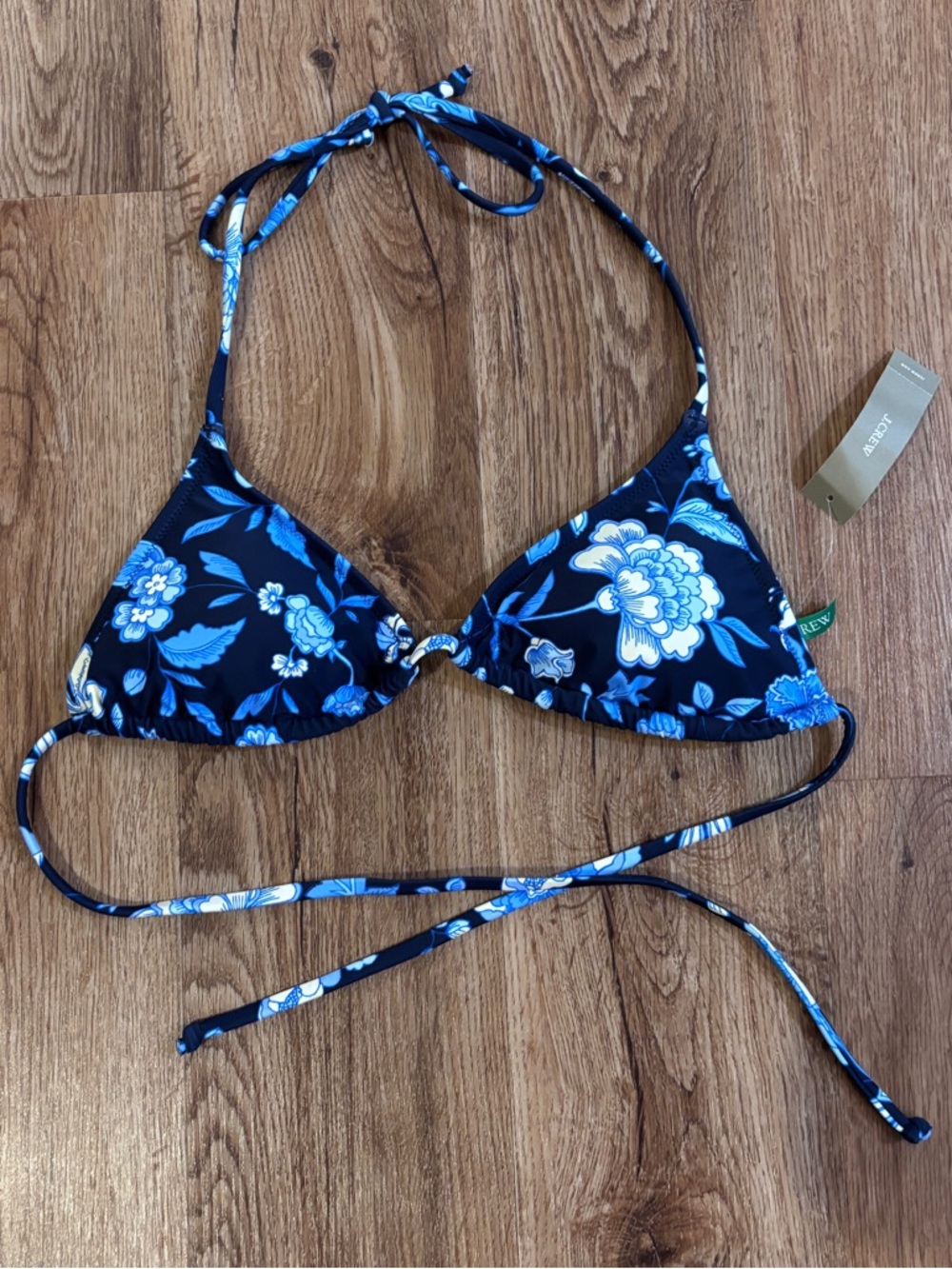 NWT J. Crew Blue Floral Bikini Top